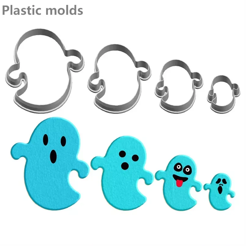 Four Specifications Cartoon Characters Little Ghosts,Plastic Mold,Cake Fondant Tools,Cookie Sushi and Fruits Cutters