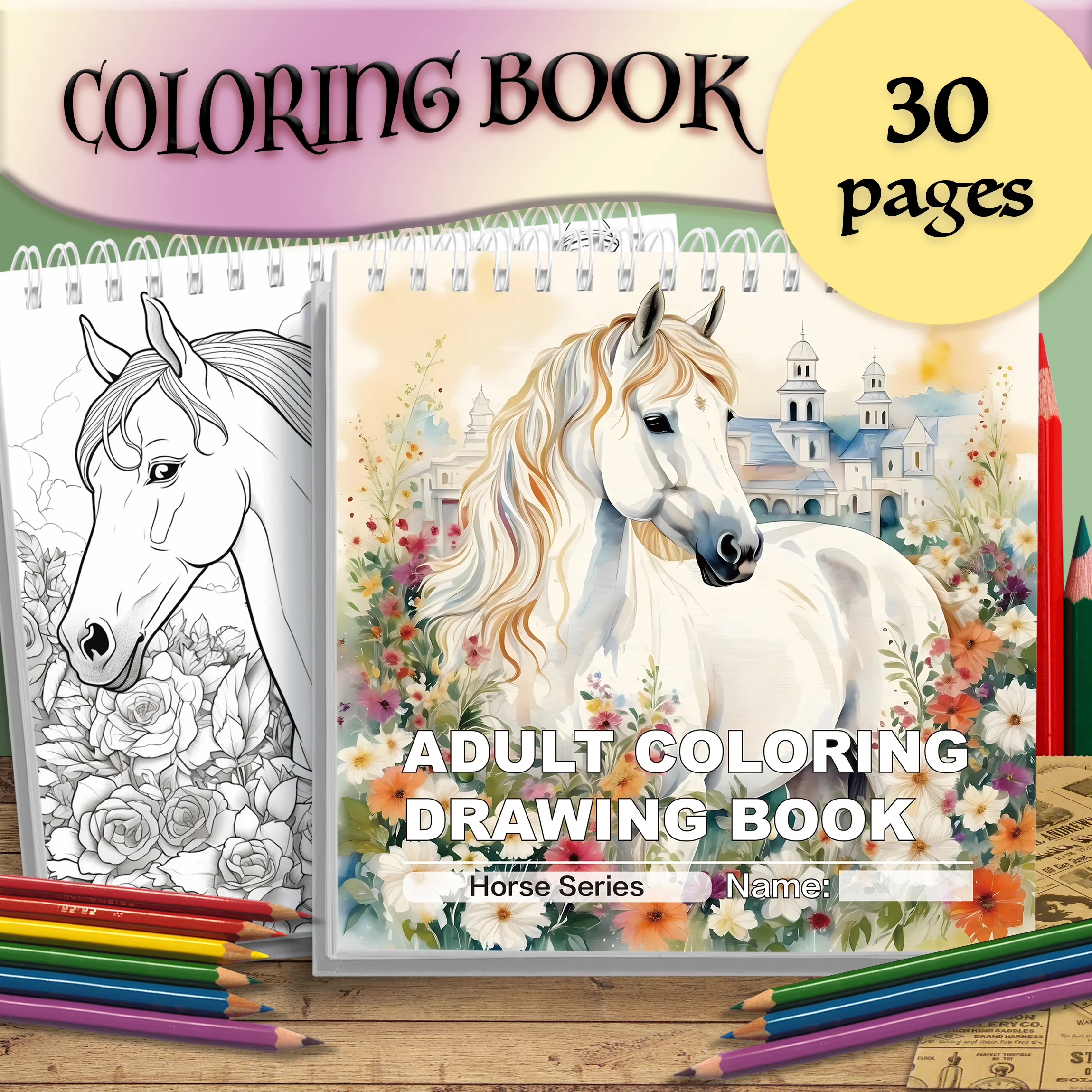 1pc Experience Tranquility and Enjoyment with Our Elaborate Horse Coloring Book for Adults – Perfect for Any Skill Level