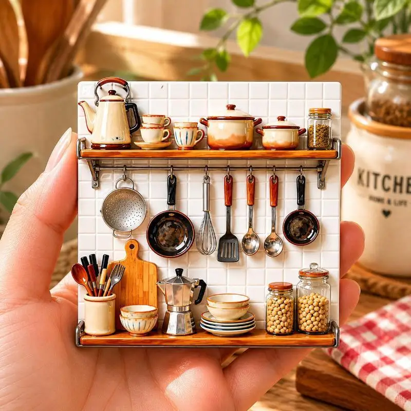 Creative Retro 3D Resin Ornaments Kitchen Scene Refrigerator Magnets Non-Scratch for Home Fridge Decor Gift for Chef