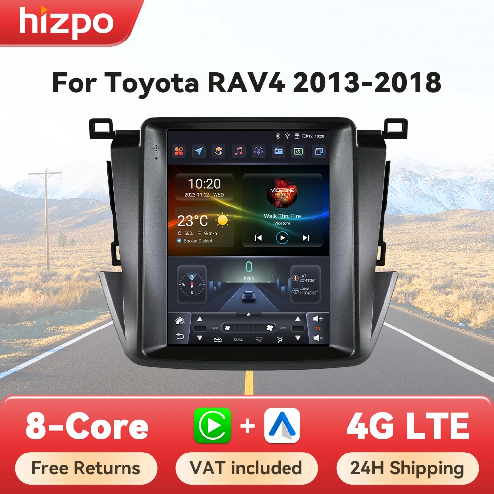 Hizpo 9,7-Zoll-Carplay-Autoradio für Toyota RAV4 RAV 4 2013 2014 2015 2016 2017 2018 im Tesla-Stil, Stereo-Multimedia-GPS