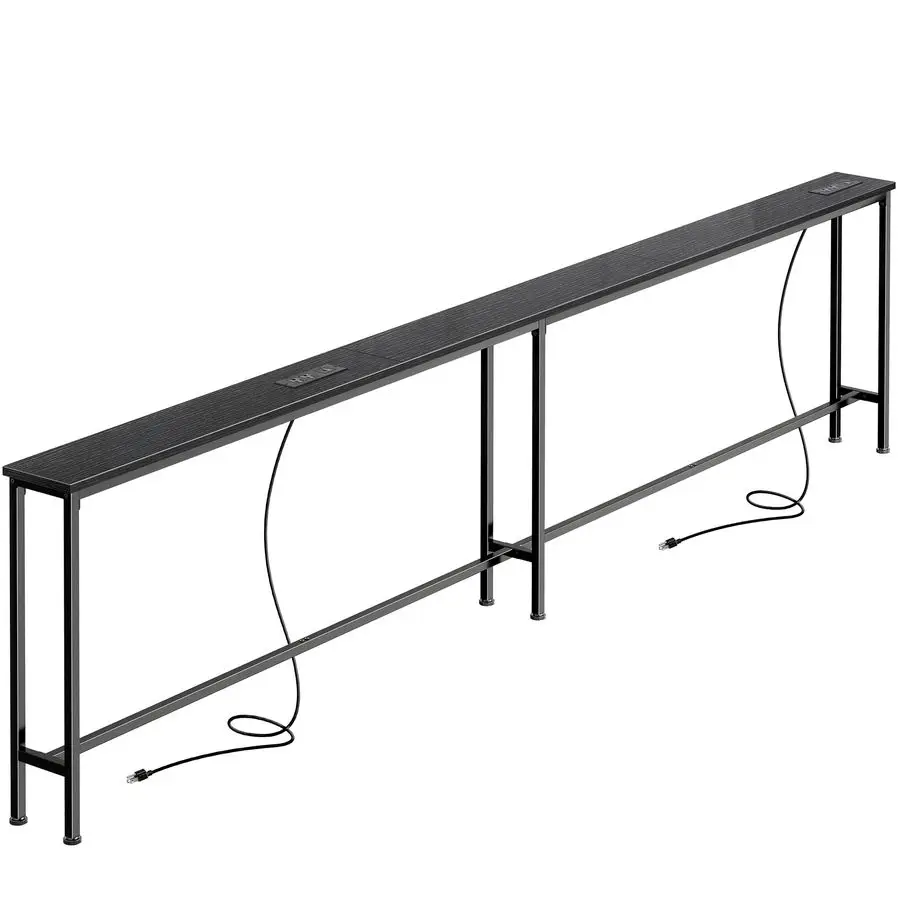 

102 Inch Sofa Table with 2 Power Outlets and USBC Ports, 5.9 Inch Narrow Console Table with Storage, ExtraLong Entryway Hallway