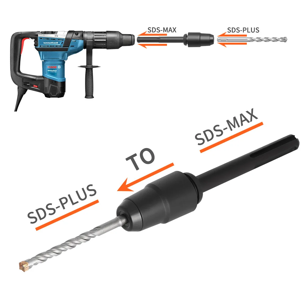 

1Pc SDS Max to SDS Plus Adapter For Rotary Hammer Drill Converter 220mm Tools Accessory Impact Drill Socket Adapter