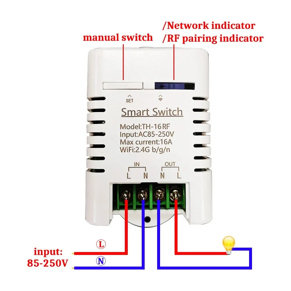 Tuya/Ewelink Smart Temperature Wifi Switch 16A 3000W Intelligent Monitoring Thermostat Compatible with Alexa Google Home