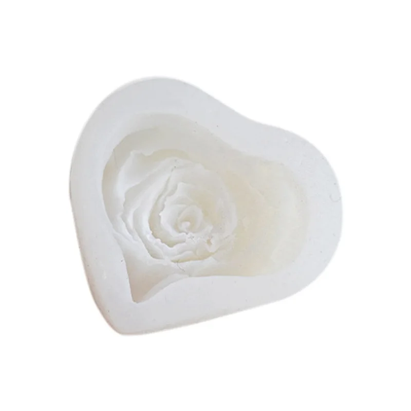 AB15-Molde de silicona con forma de vela de corazón de rosa, fabricación de velas en forma de flores DIY, molde de resina para jabón, artesanía, regalos de San Valentín para novia Dur