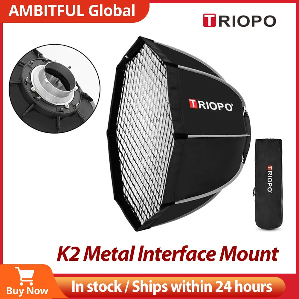 

Triopo K2 55см 65см 90см 120см Быстросъемный октобокс с креплением Bowens + сотовая сетка для вспышки, для использования на улице