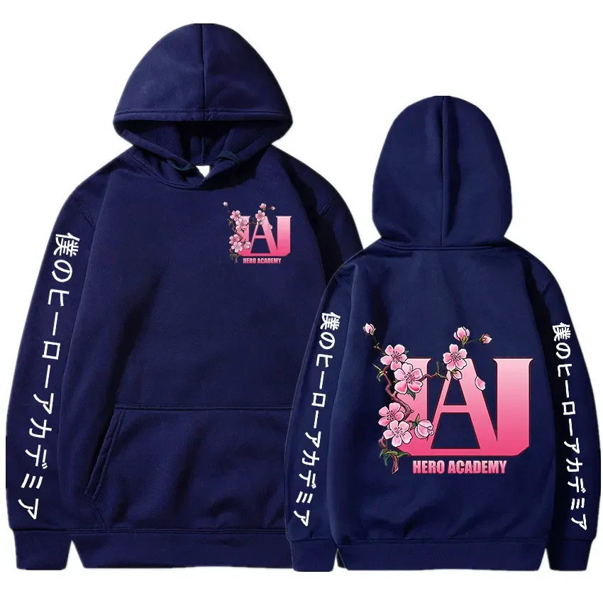 Anime My Hero Academia UA High Cherry Blossom Graphics Logo Printed Hoodies Hooded Sweatshirts Cozy Tops Pullovers