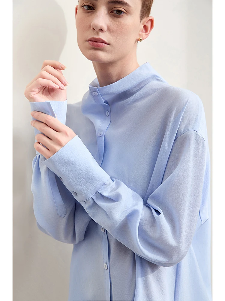 Amii Minimalism 2024 Women\'s Shirt New Autumn Commuter Drop Sleeve Shirts & Blouses Loose Mid-length Trendy Female Tops 12423029