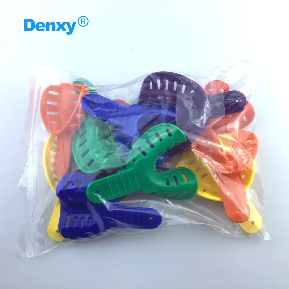 DENXY 12 Stück/Beutel Dental Einweg-Abdrucklöffel Bunte Kunststoffmaterialien Zahnhalter Zahnprothesenmodell Zahnarztwerkzeuge – Detail 5