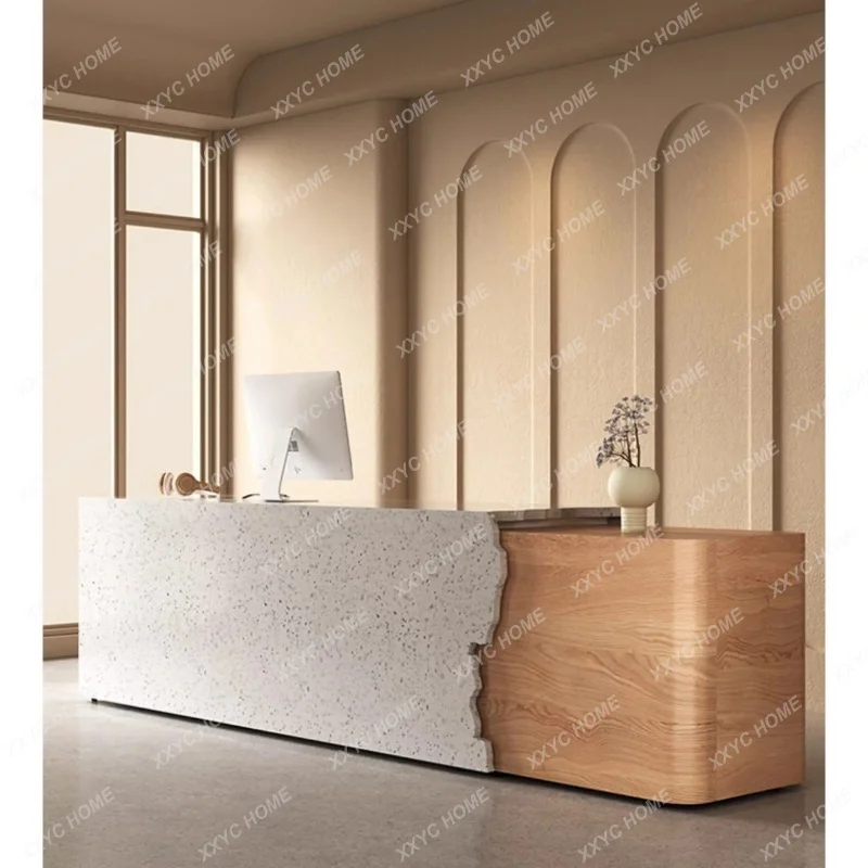 XX Modern Company Front Desk Office Front Desk  Log Style Homestay Long checkout page Bar