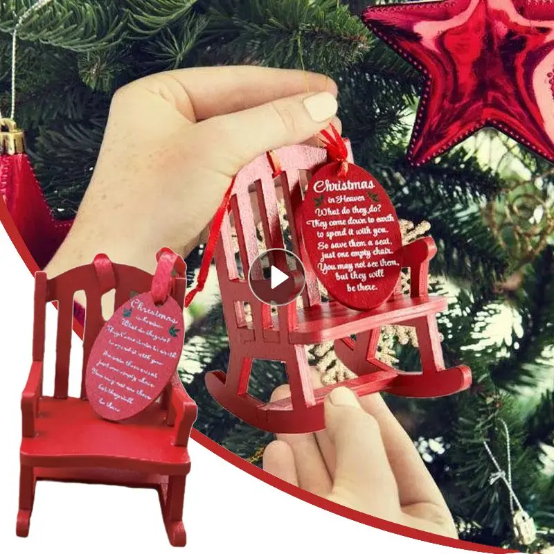 Christmas In Heaven Memorial Ornament Mini Wooden Rocking Chair With Meaningful Tag Sign Home Decor Xmas Tree Hanging Decor