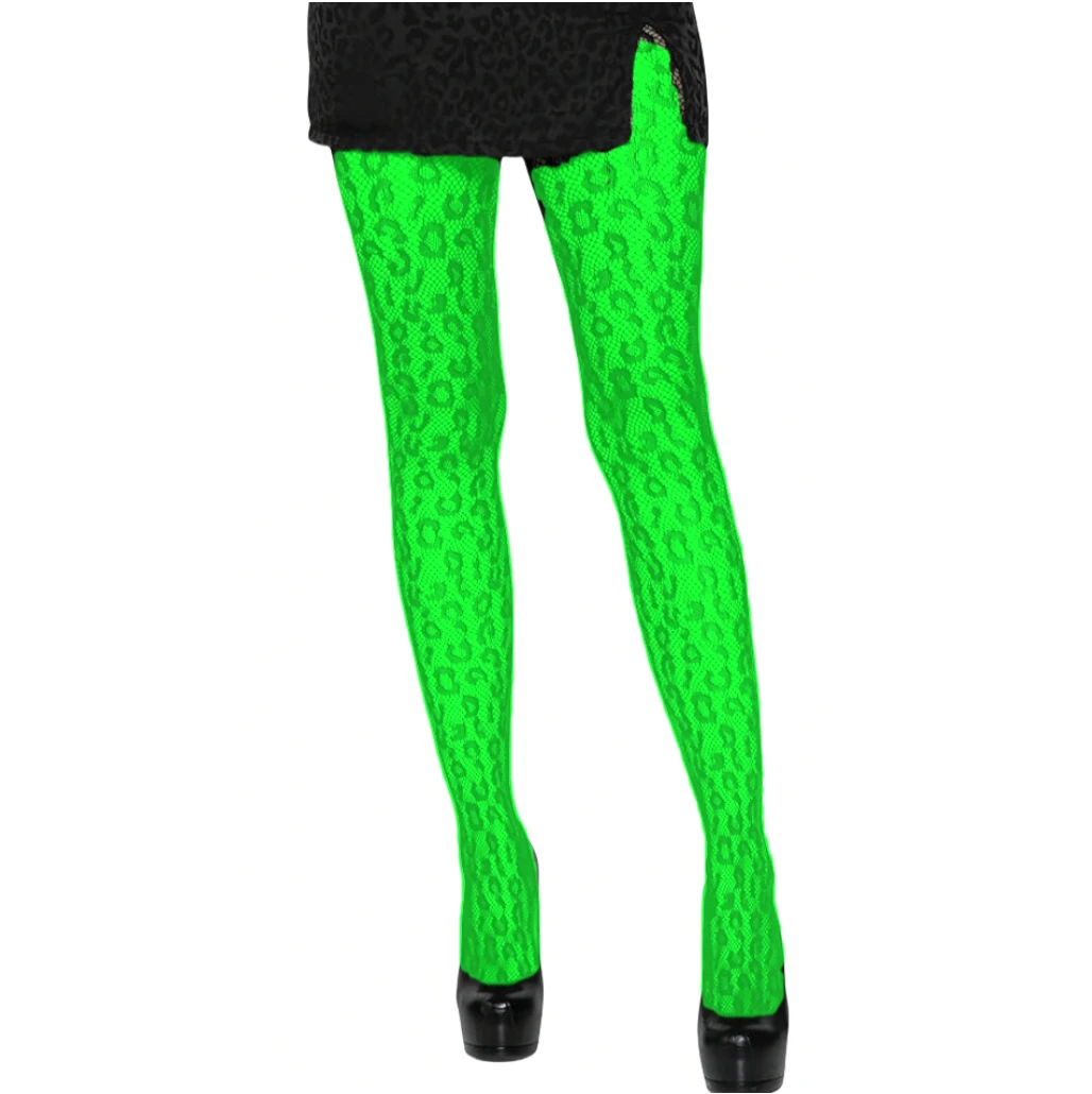

New Color Fishnet Tights Women Leopard Lingerie Mesh Bodystockings High Waist Legging Hot Pink Green Red Sexy Pantyhose
