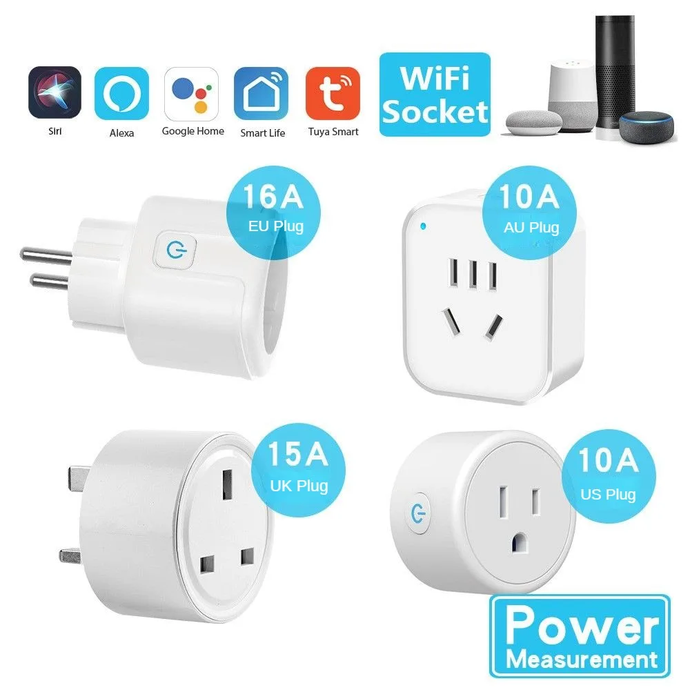 

TY-EU-16A Tuya Smart WIFI Socket Mobile App Remote Control Timing Switch Voice Control Socket Mini Portable Overload Protection