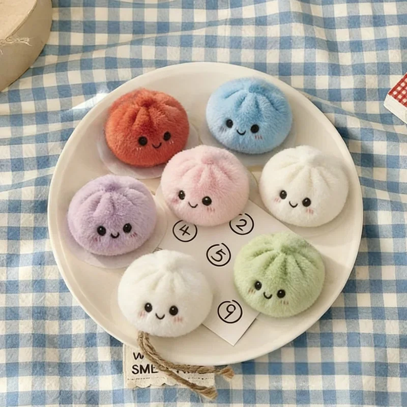 

TreasuringU 2026 Cute Steamed Bun Shaped Keychain 7-Color Baozi Plushie Bag Food Doll Birthday Gifts