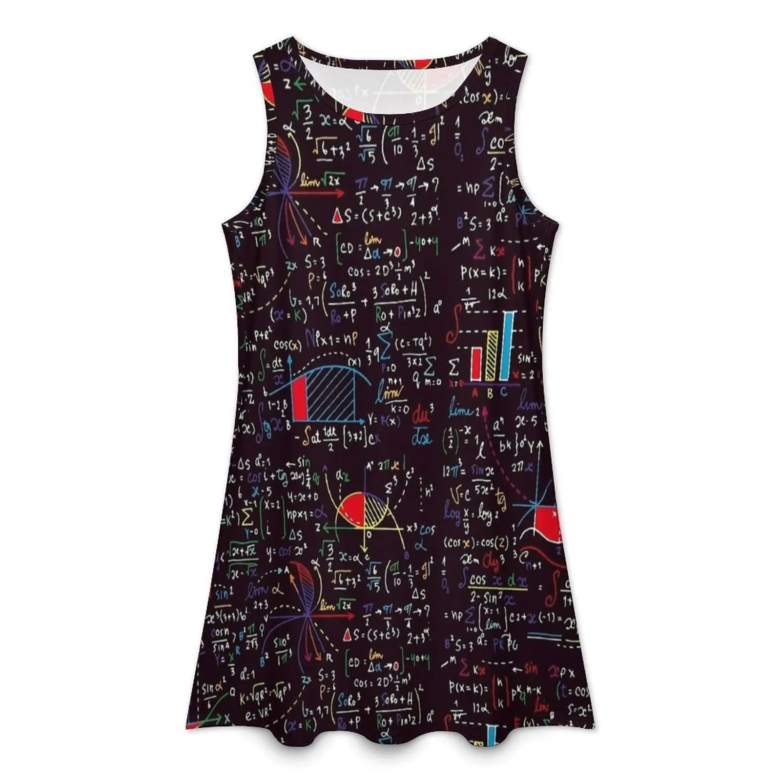 Colorful Math Formulas Casual Dress Street Fashion Dresses Spring Printed Boho Beach Dress Wholesale Sleeveless Clothing