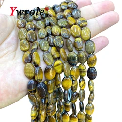 10x14MM Natural Stone AA Tiger Eye Oval Shape Flat Loose Spacer Beads for Jewelry Making Diy Bracelet Charms Accessories