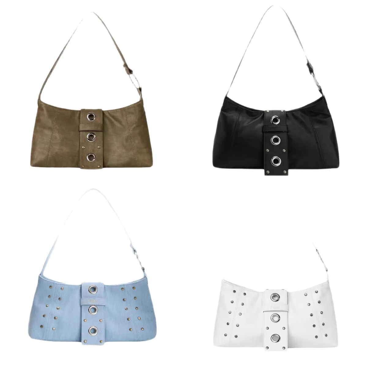 Korean Niche Retro Rivet-decorated Large-capacity Underarm Bag For Daily Commuting Handbag And Shoulder Bag