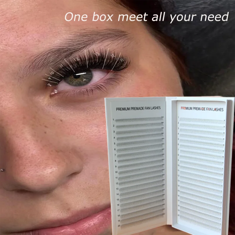 Bandeja estreita para cílios pré-fabricados, 1600 fãs, 40 linhas mega 6d 8d, volume russo, base fina pontiaguda, fãs de promada, extensões de cílios, fornecimento
