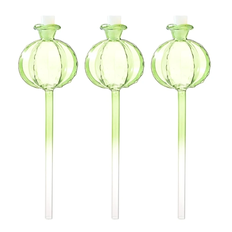 

Pack of 3 Colorful Glass Plant Watering Globes Self Watering Irrigation Stake