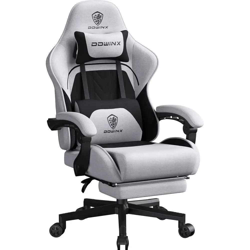 

Ergonomic High-Back Recliner Gaming Chair with Spring Cushion, Adjustable Height, Comfortable Cloth for Home Office Desk, Black