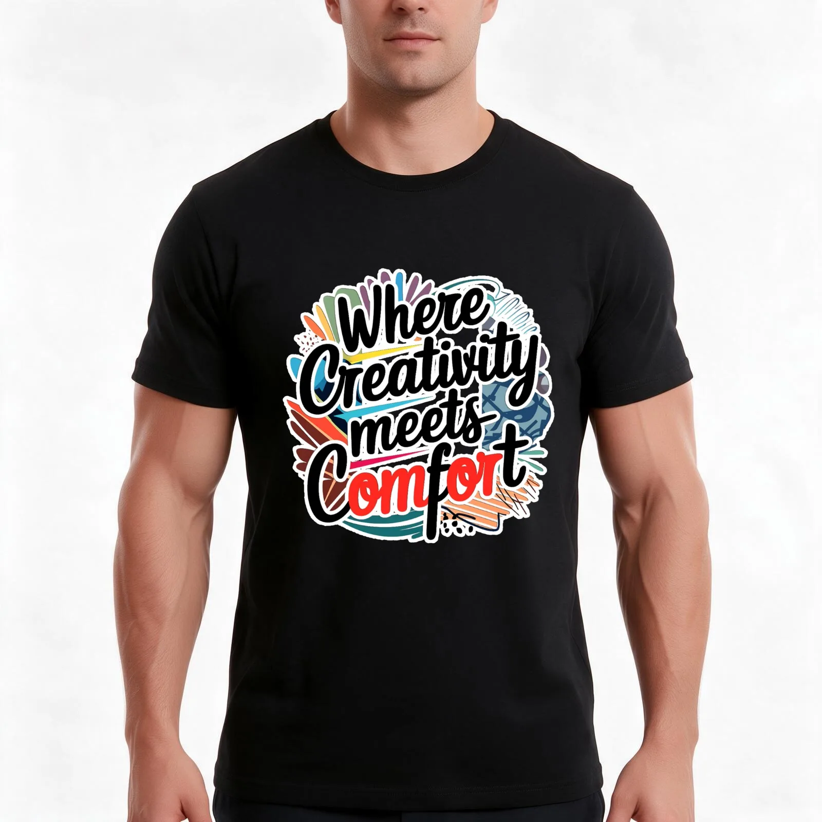 Where Creativity Meets Comfort T-Shirt, Summer Casual Cotton Tee, Oversized Streetwear Tops, Vintage Graphic Print, 100% Cotton