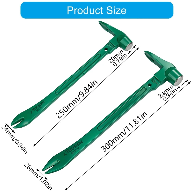 3-Function Puller Hand Tool with Flat Striking Face, V-Shaped Puller and Split End for Prying and Removal