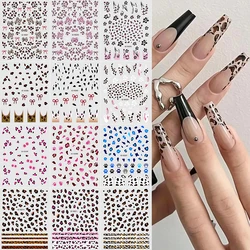 12 Sheets Leopard Print Nail Art Stickers 3D Self-Adhesive Tiger Print Pegatinas for DIY Nail Designs Ribbon Bows Nail Accessory