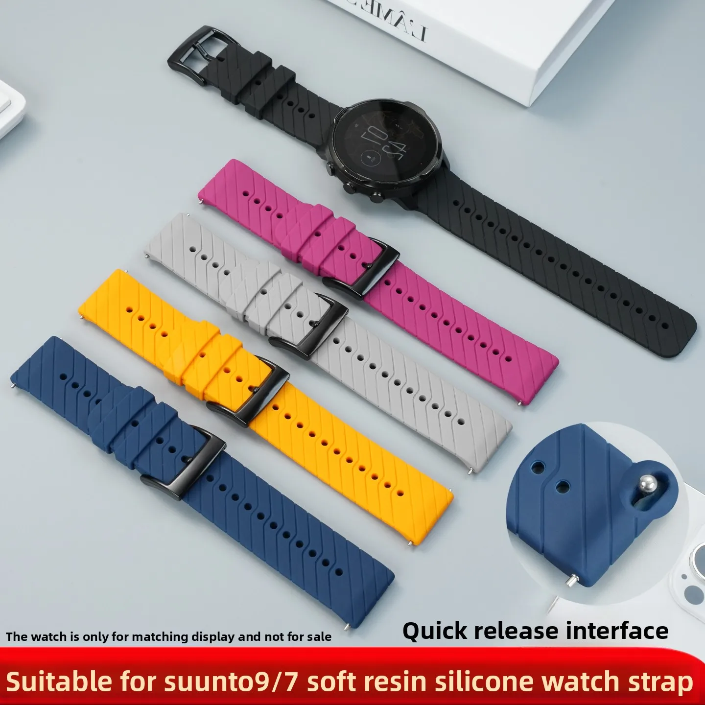 24 مللي متر سيليكون حزام ل SUUNTO 7 9/9 بارو ساعة ذكية الفرقة الرياضة في الهواء الطلق مقاوم للماء الراتنج سوار SUUNTO D5 استبدال معصمه