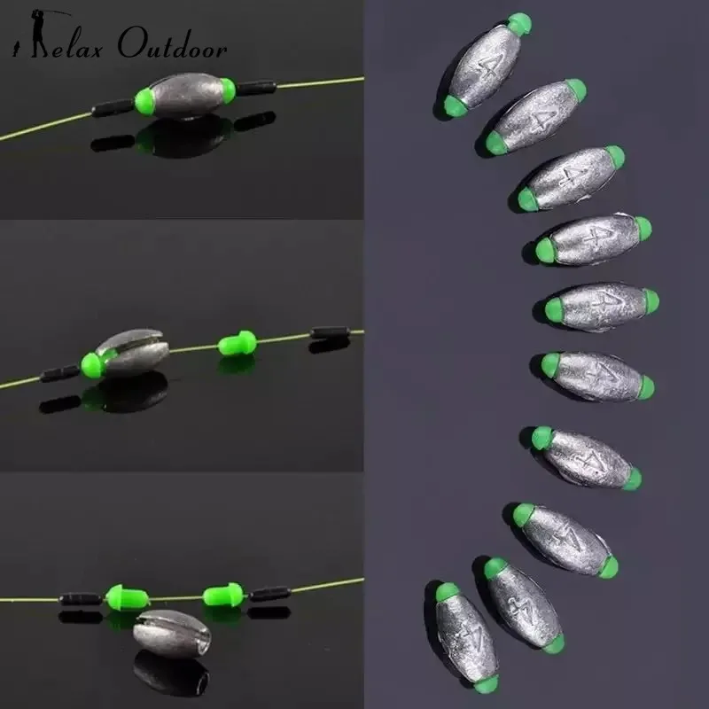 10pcs Fishing Weight Sinker 2g-30g Olive Shape Slip Shot Sinkers Carp Fishing Accessories