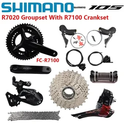 SHIMANO 105 Series R7025 ST-R7020+BR-7070 2x11 Speed Set With R7100 Crankset R7000 Front Rear Derailleur Cassette For Road Bike