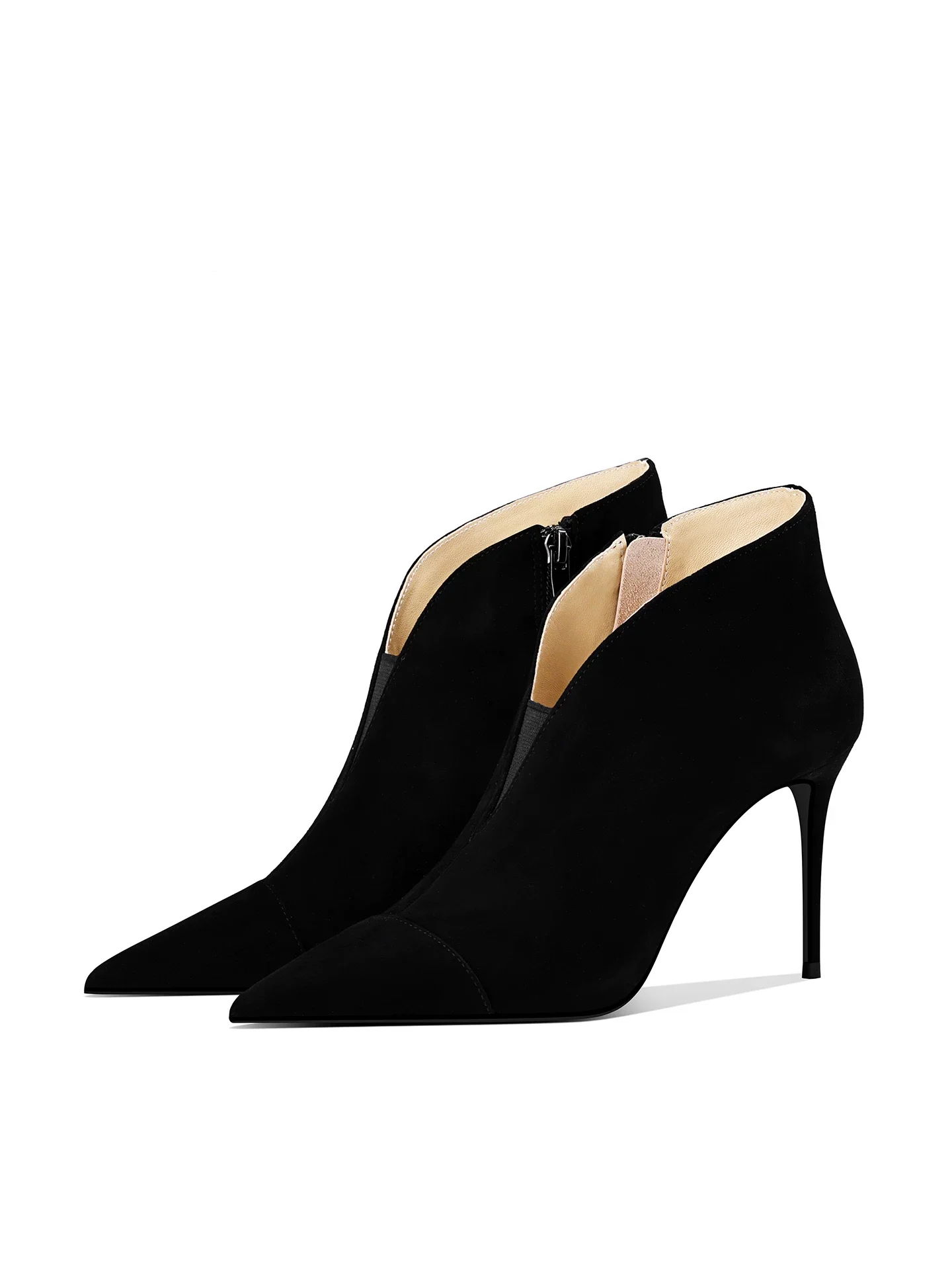 Autumn and Winter Pointed Suede Side Zipper Deep Mouth Single Shoe Banquet Large Size Small Size Thin Heel High Heel Women Boots