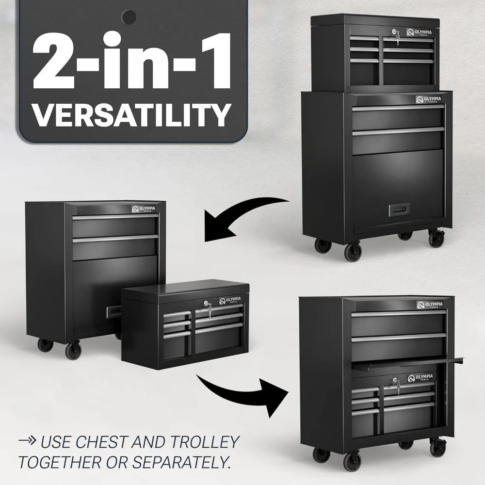Heavy-Duty 5-Drawer Steel Tool Chest on Wheels with Lock - Compact Storage Organizer