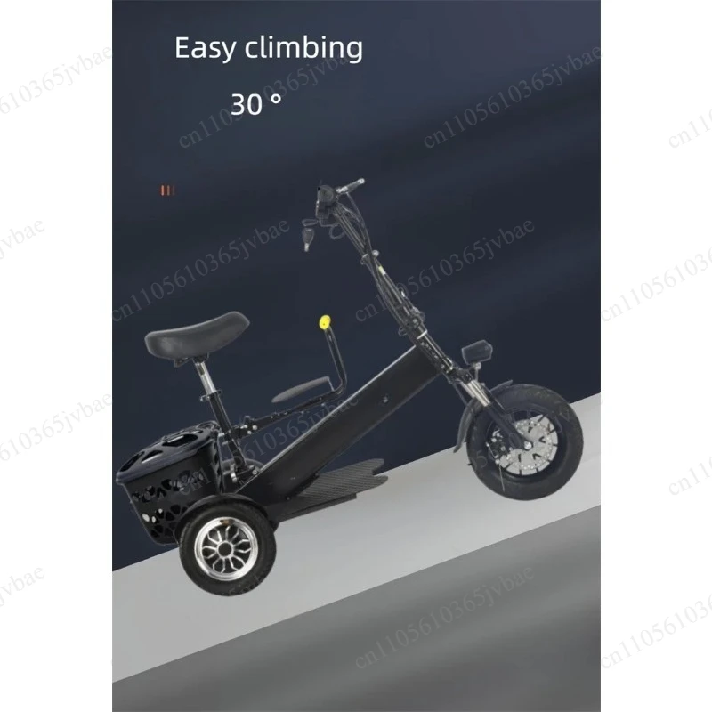 Lightweight Folding Three-wheeled Electric Scooter, Waterproof Scooter with Basket for Family Travel