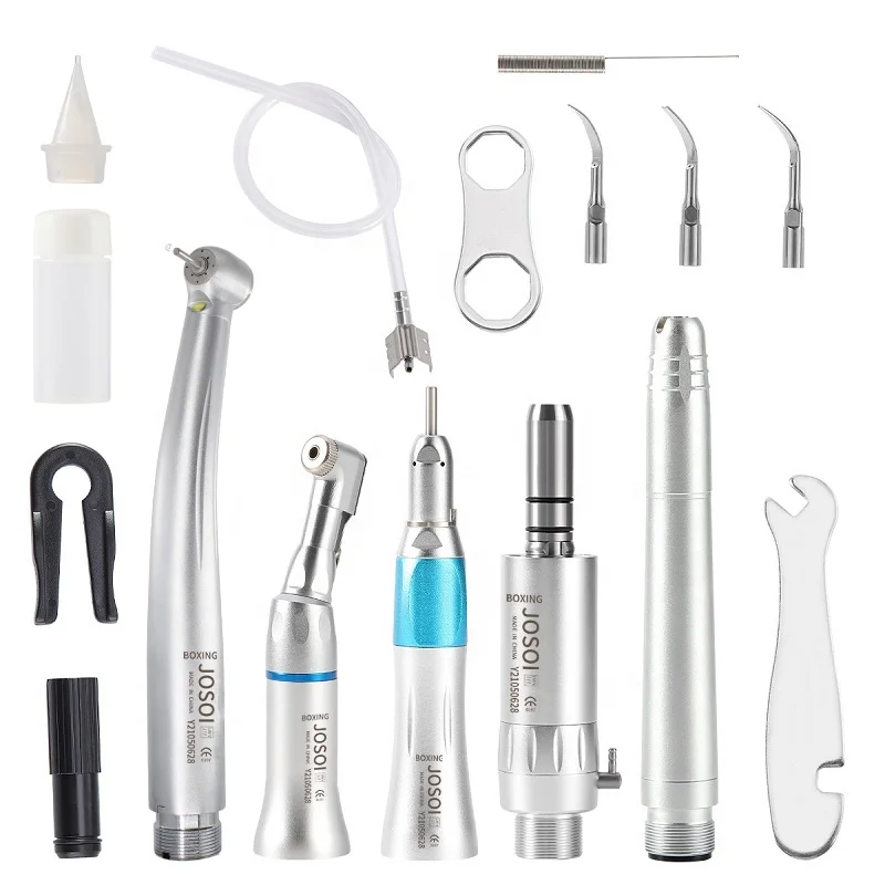 Dentals Handpiece Kit  Led High & Low Speed Handpiece 1:1 Latch Contra Angle 2/4 Holes Dentist Handpiece Set Lab Tools