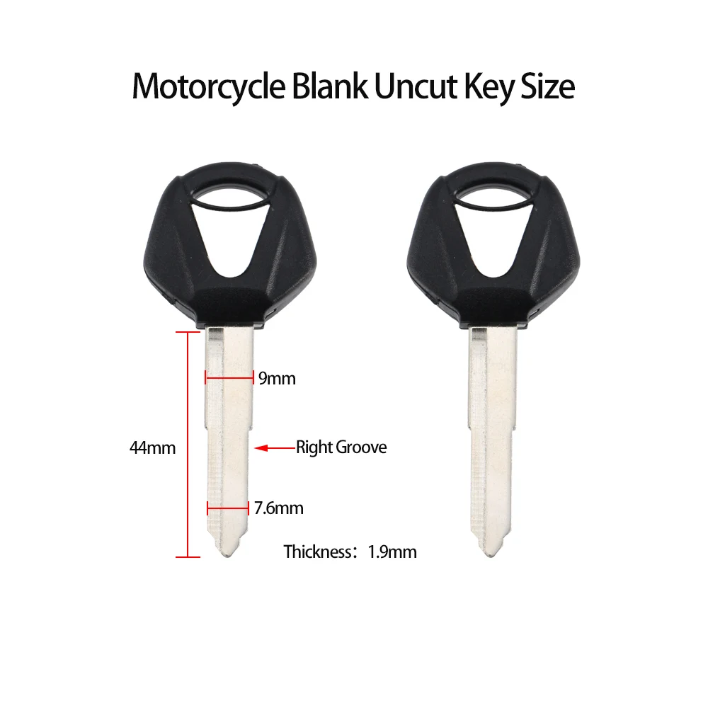 New Blank Motorcycle Uncut Key Black Length 44mm for Yamaha Motorbike Spare Part Replacement Accessory