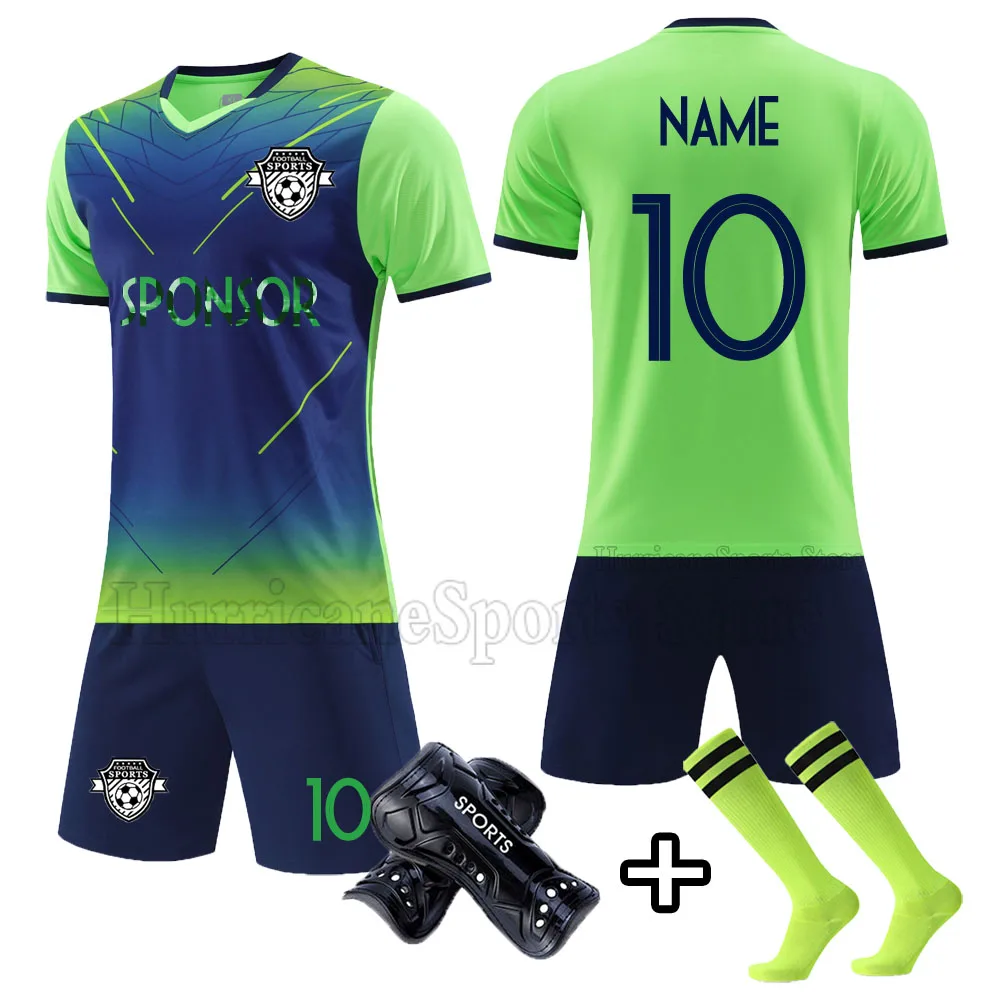 2023 Kids Men Athlete Football Jerseys Sets+Socks+Shin Pads Boys Girls Soccer Kits Kids Football Uniforms Soccer Shirt Tracksuit