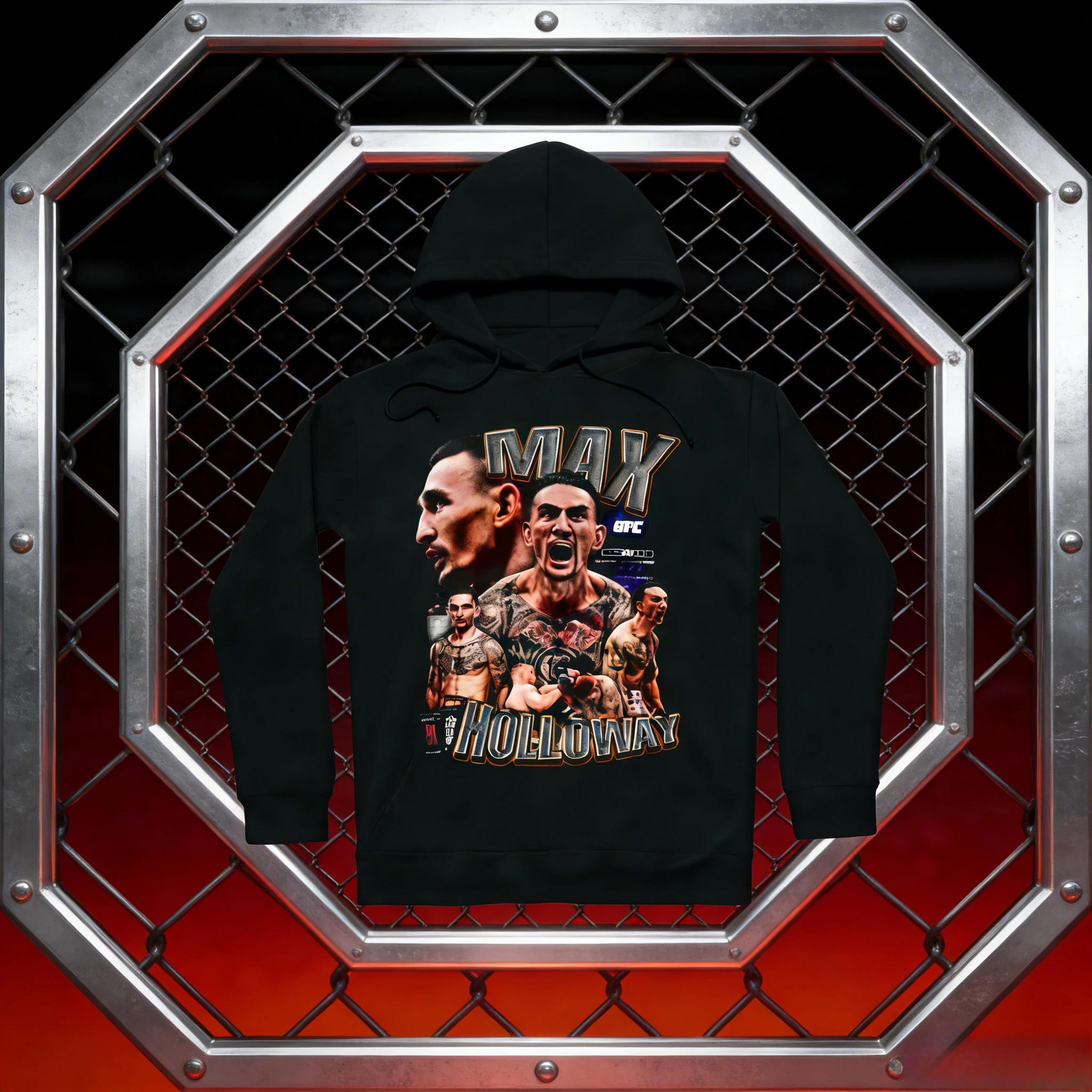 

UFC Max Holloway 2026, осенне-зимняя коллекция, дышащая толстовка с капюшоном из 100% хлопка, подходит для мужчин и женщин