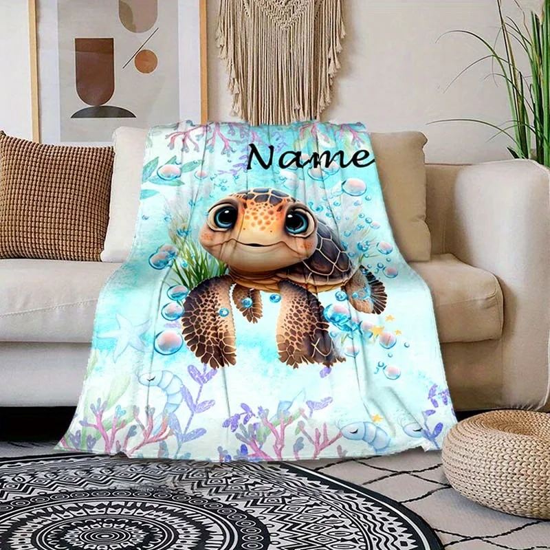Customized name blanket Turtle,unforgettable moment blanket,an excellent holiday gift,suitable for napping,camping and traveling