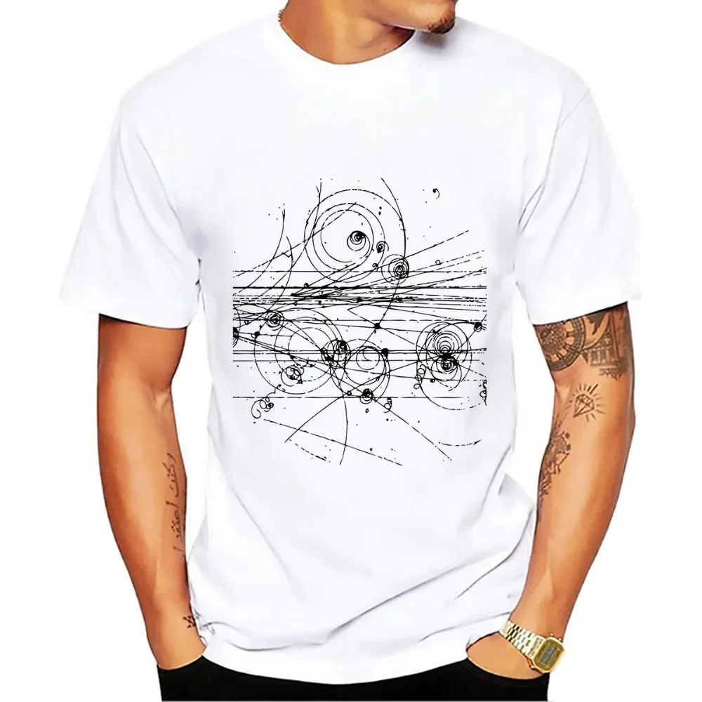 The Path of Subatomic Particles in A Hydrogen Bubble Chamber,funny GEEK T-Shirt Unisex,White Casual Short Tshirt,breathable Tee