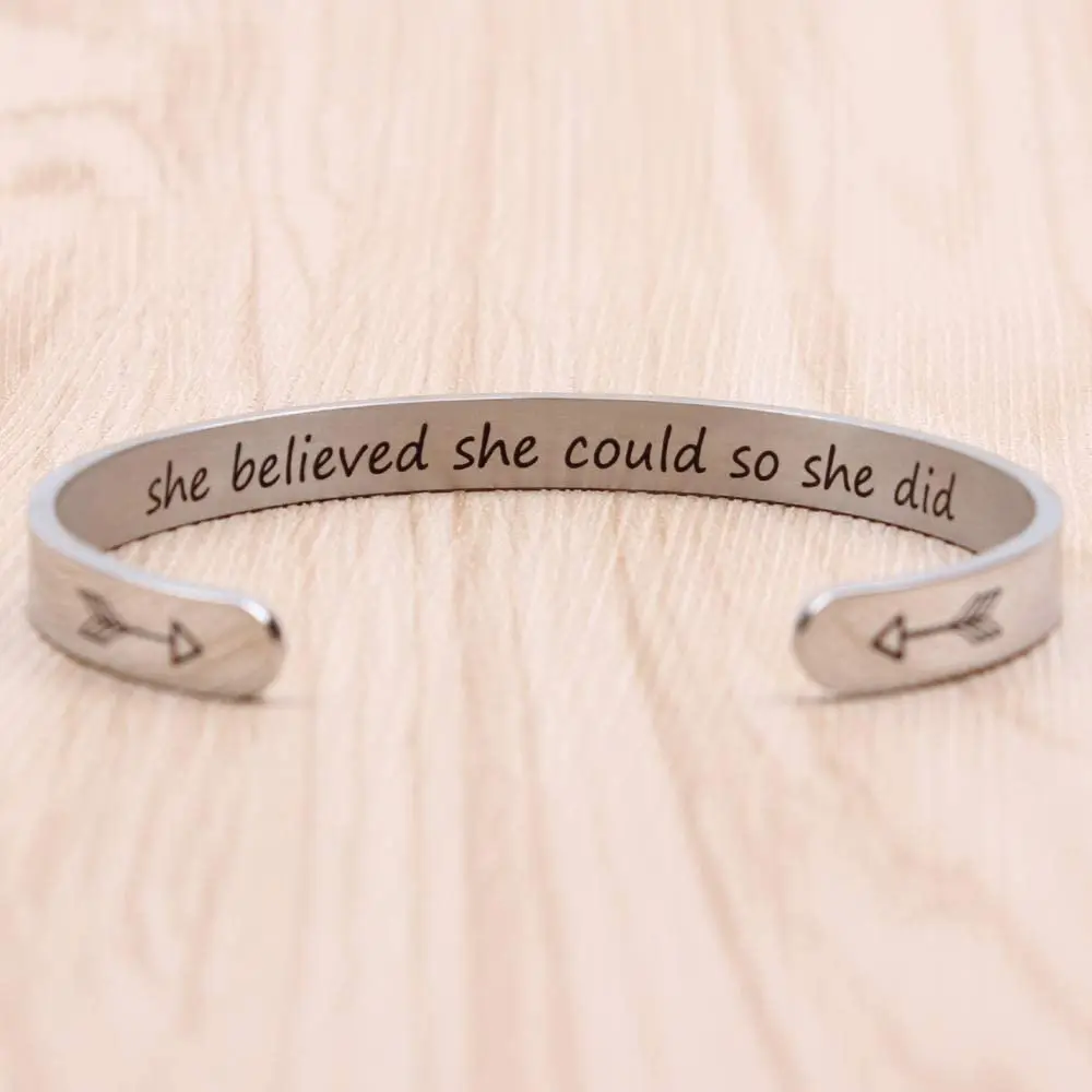 Women's Stainless Steel Bracelet-Daily Inspirational Oral Reminder-Christmas Birthday or Graduation Gift