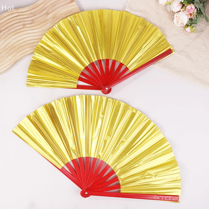 8/10 Inch Double-sided Gold Laser Fan Chinese Tai Chi Fan Holographic Folding Fans Kung Fu Fan Concert Bar Party Decoration Fans