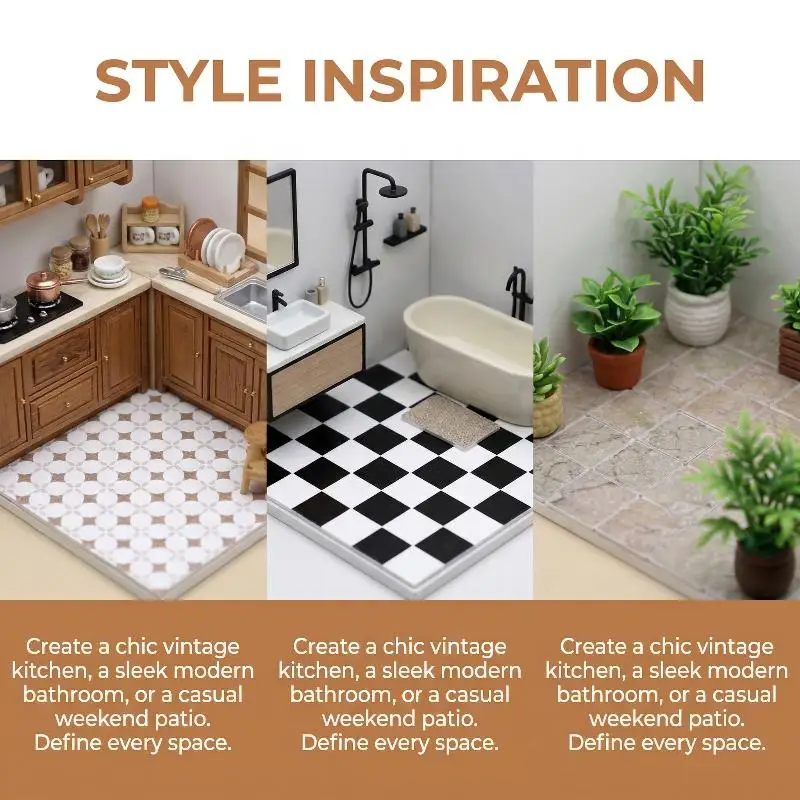 

Miniature French Brick Dollhouse Floor Tiles 0Pcs :6 :2 Scale Decorative Flower Square Bricks for Scene DIY