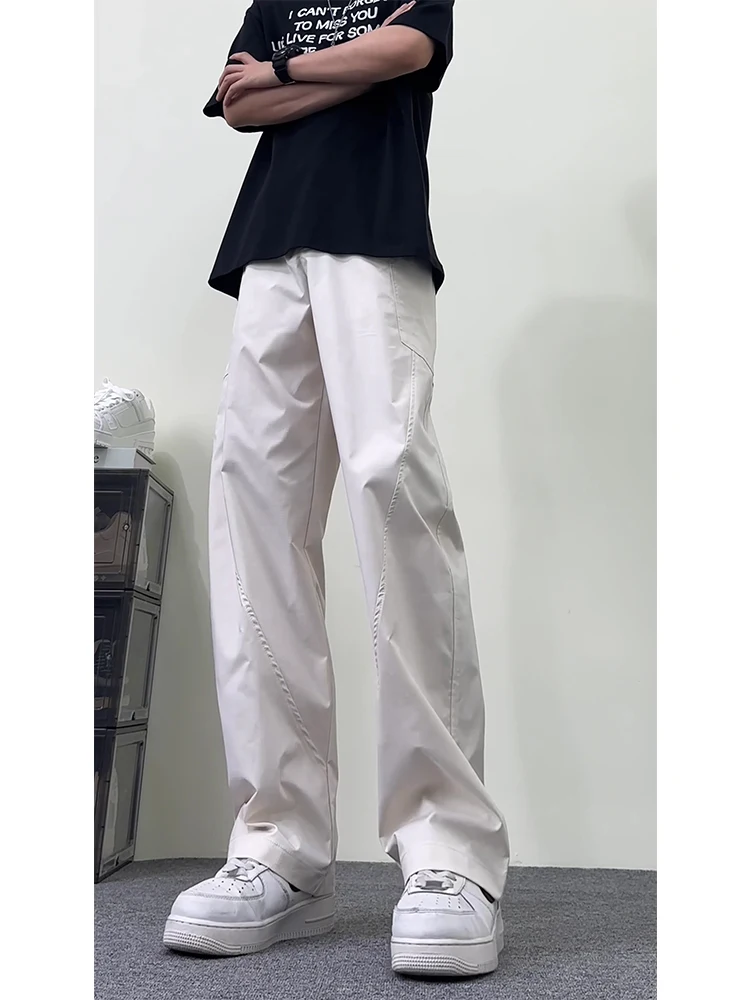 Qui Dry Wide Leg Pants Men's Summer Thin Straight Loose Haome Workwear Waterproof Casual Knife  Pants