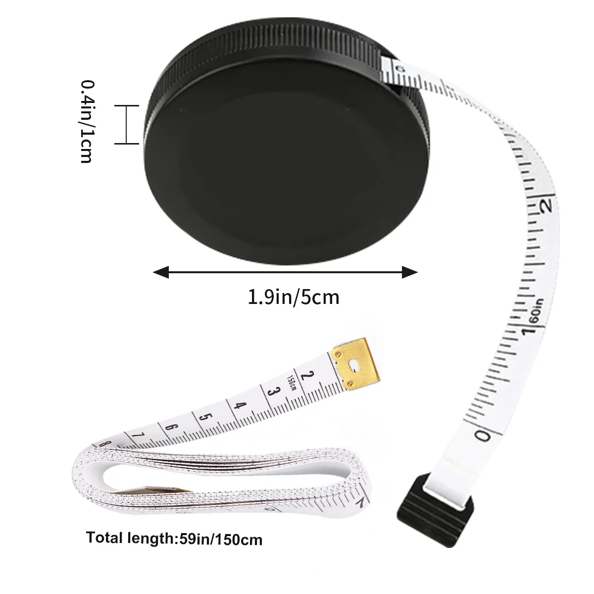 

1Set Black Mini Round Tape Measure Portable High Precision Flexible Ruler Bust Waist Height Measuring Tool Home Outdoor Use