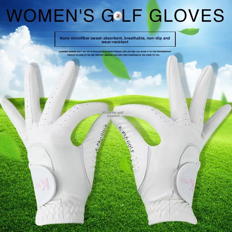 

Women's Nano Microfiber Golf Gloves, Antibacterial Washable Non-Deformable, Soft Wear Resistant Ladies Golf Sport Gloves