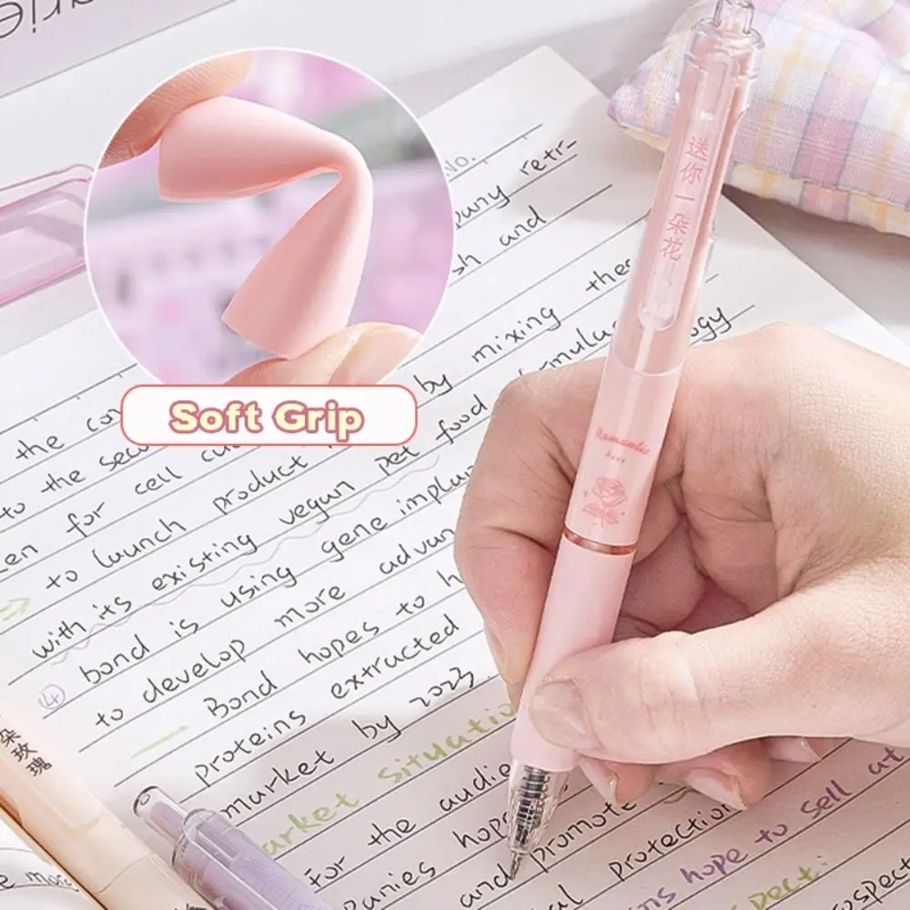 

4PCS/Set Multifunctional 0.5mm Black Ink Gel Pen Soft Grip Press Using Ballpoint Pen Quick Drying Office Signature Pen Students