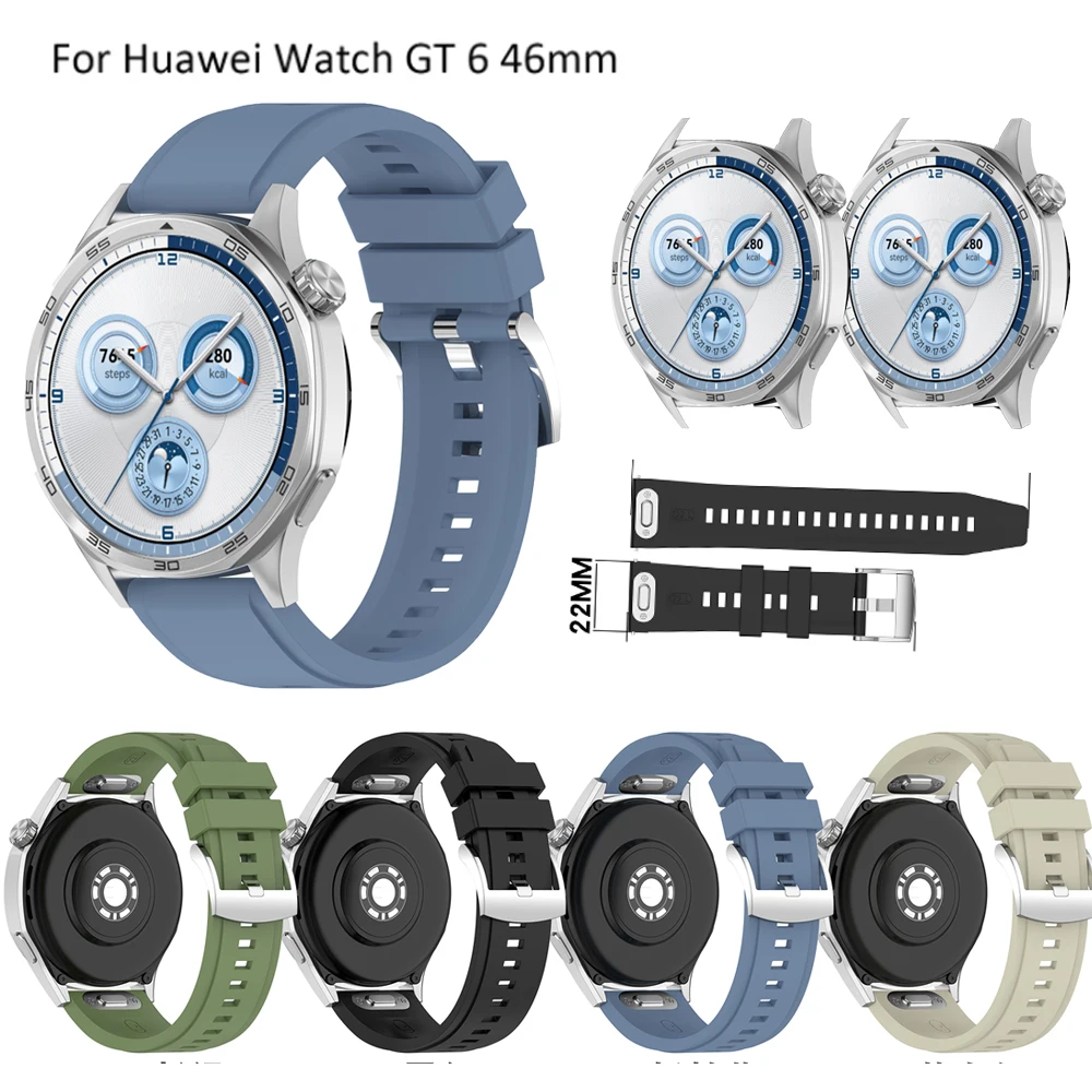 

22MM Silicone WatchBand Strap For Huawei Watch GT 6 46MM Smart Wristband For Huawei Watch GT 6 5 pro 4 46mm Bracelet