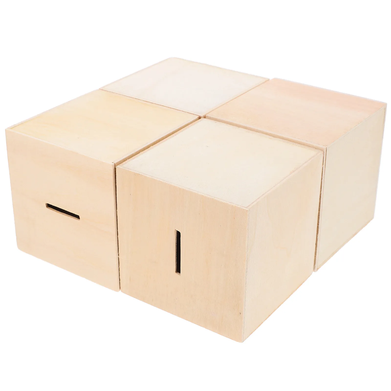 Picture 4: 4 Pcs Wooden Piggy Bank Kids Saving Box Multifunction Unfinished Change Container Storage Decor Diy Craft Project Coin Bank