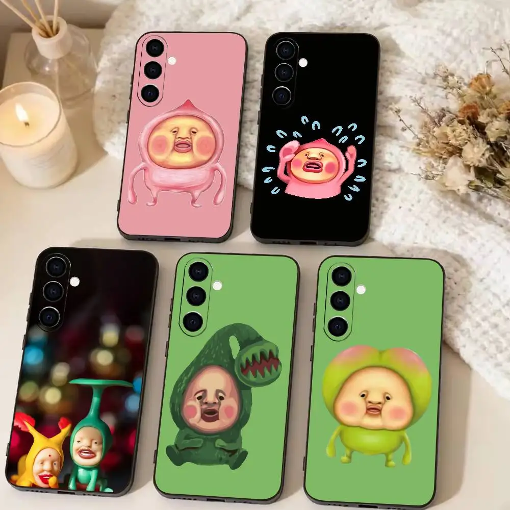 

Pink peach Ugly Ko bi tos Phone Case Black Silicone Soft For Samsung Galaxy A73,A72,A71,A70,A53,A52,A51