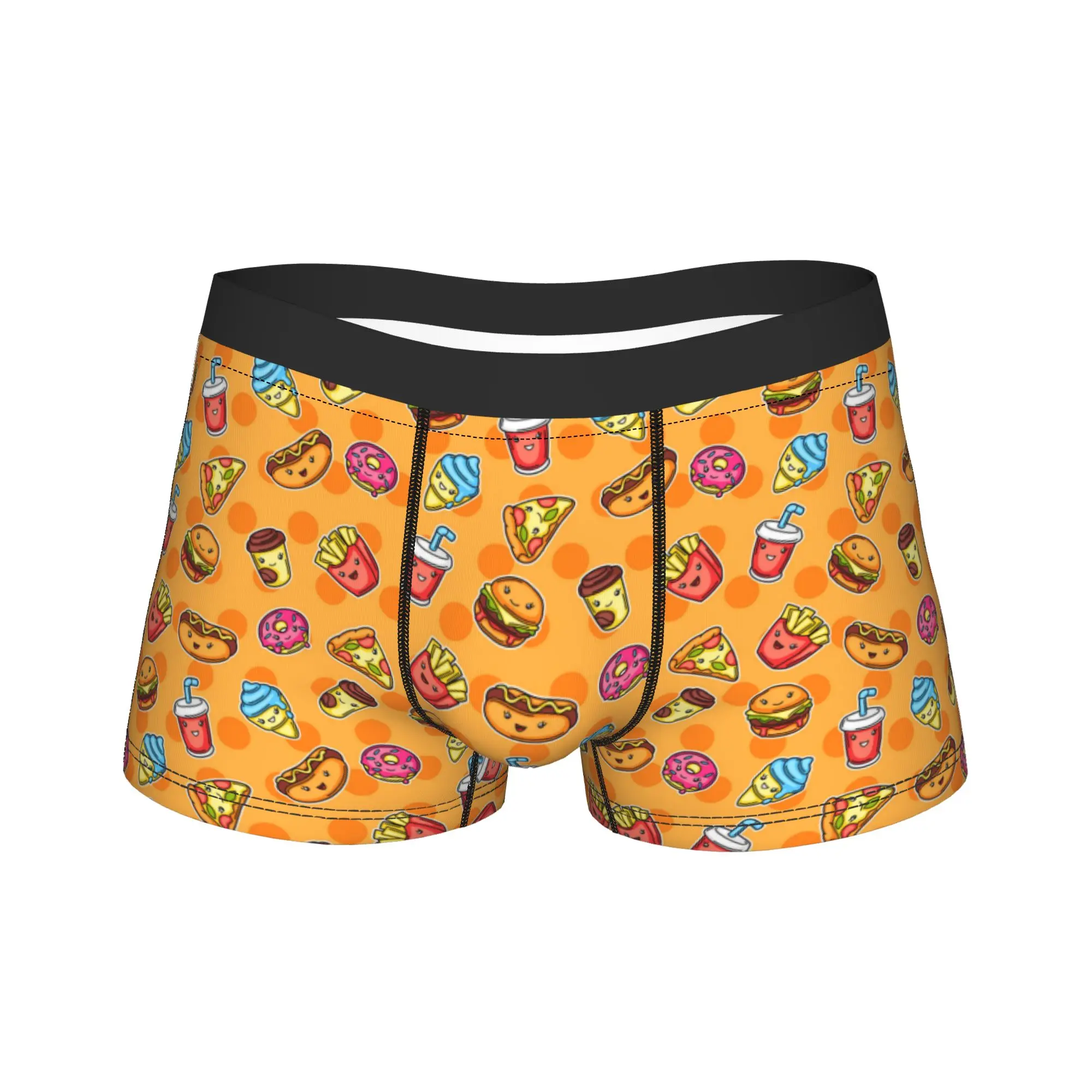 cute kawaii fast food meal Underwear  Man Panties Pattern Novelty Trunk Quality Boxer Brief Plus Size 2XL