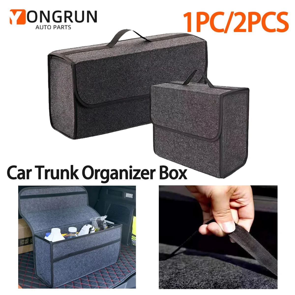 YONGRUN 1/2 stücke Auto Filz Box Auto Falten Lagerung Tasche Auto Stamm Werkzeug Lagerung Box Auto Innen Sortierung und Lagerung Tasche Auto Teile